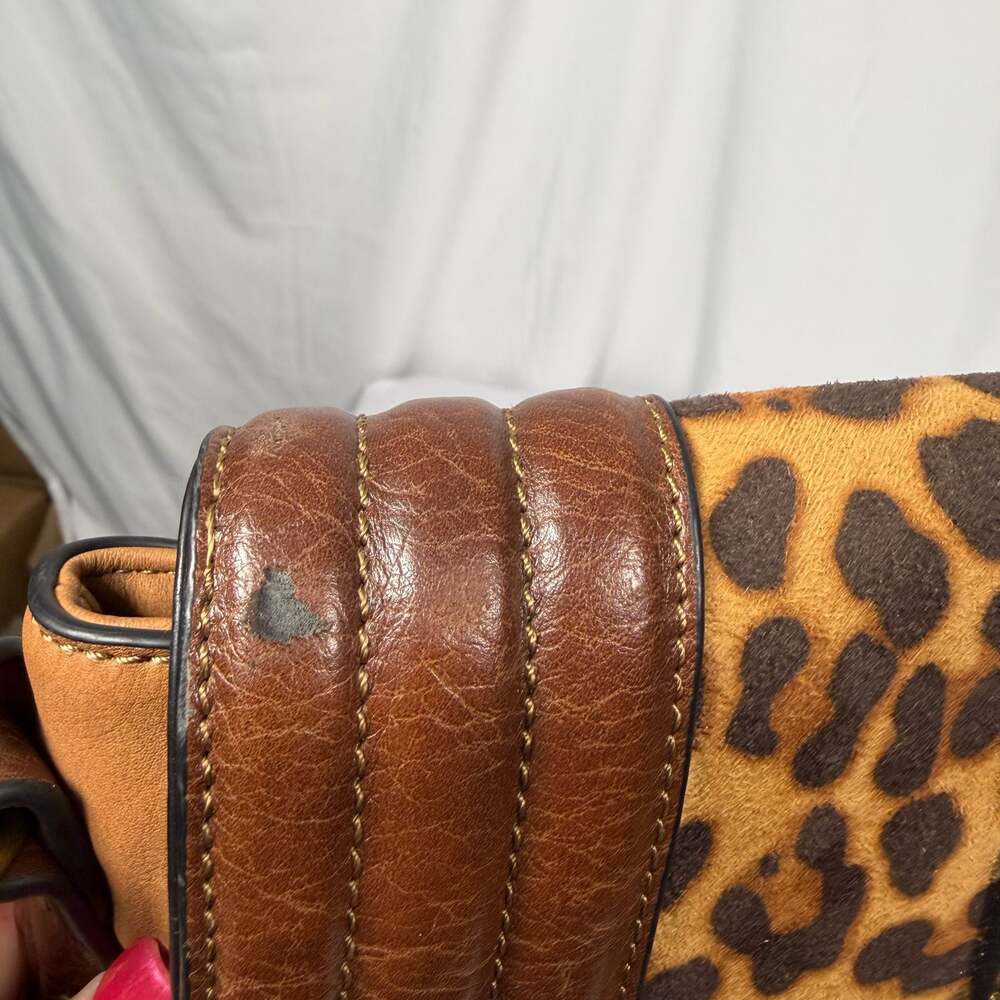Justin Leopard Print Faux Leather Crossbody Saddle Bag - Picture 4 of 9